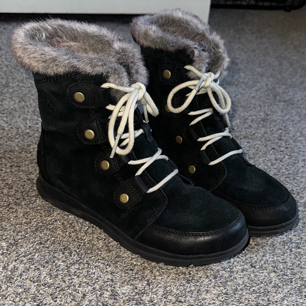 Sorel Black Suede Fur-Lined Boots - Picture 1 of 6